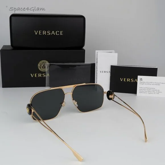 BRAND NEW Versace VE2269 100287 Gold Dark Grey Pilot Unisex  display picture 1